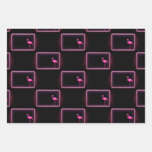  Flamingo Wrapping Paper Flat Sheet Set van 3 (Voorkant)