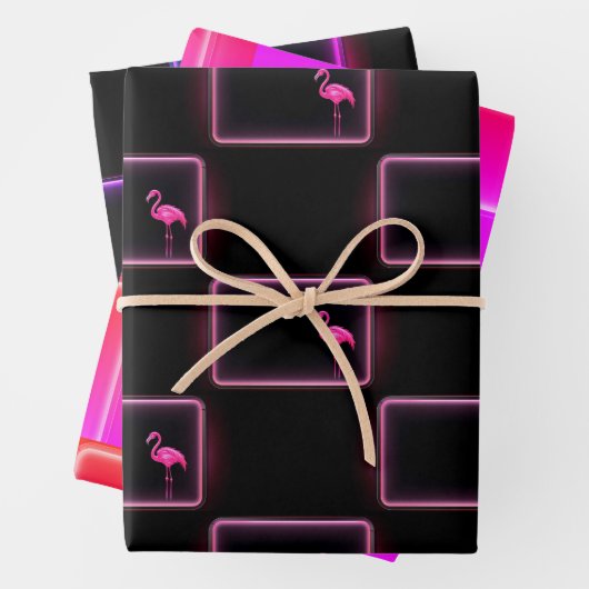 Flamingo Wrapping Paper Flat Sheet Set van 3 (In situ)