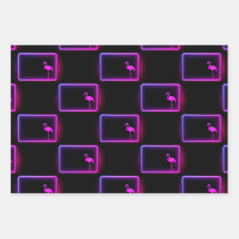  Flamingo Wrapping Paper Flat Sheet Set van 3