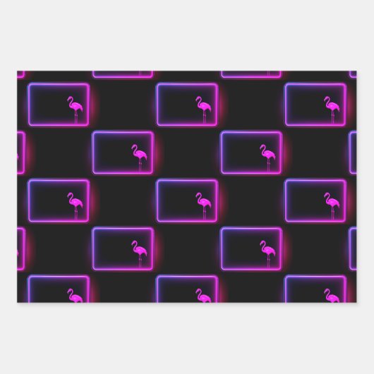  Flamingo Wrapping Paper Flat Sheet Set van 3 (Voorkant 3)