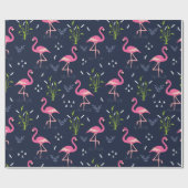 Flamingo Wrapping Paper - Roze Flamingo's op Navy  Cadeaupapier (Vlak)
