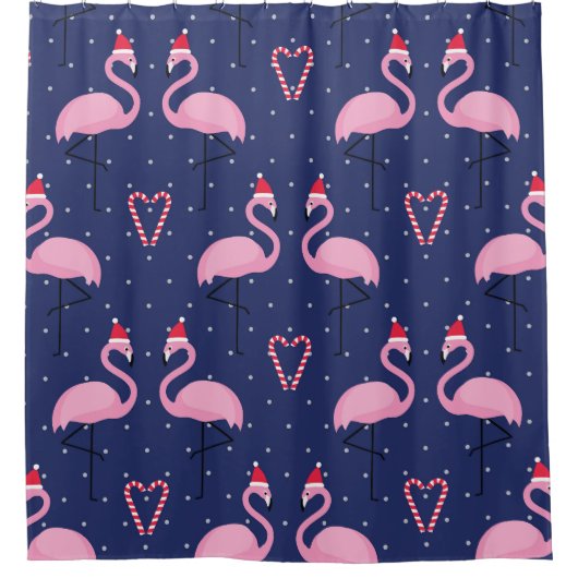 Flamingo Xmas Pet Snoep Douchegordijn (Voorkant)