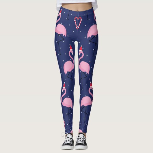 Flamingo Xmas Pet Snoep Leggings (Voorkant)