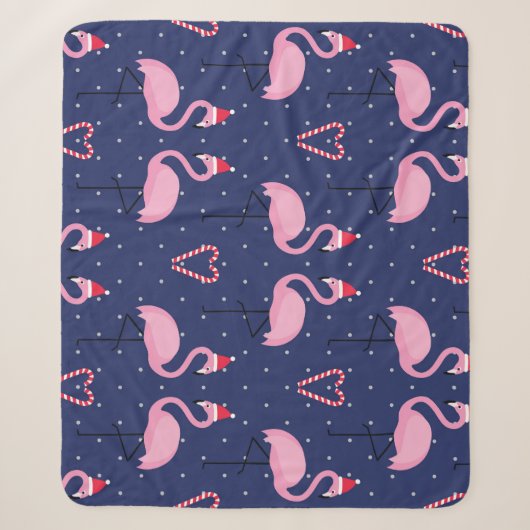 Flamingo Xmas Pet Snoep Sherpa Deken (Voorkant)