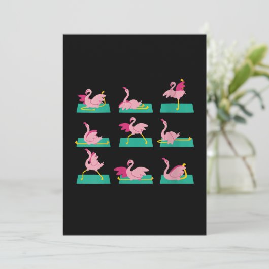 Flamingo Yoga Poses Meditation Workout Feestdagenkaart (Staand voorkant)