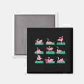 Flamingo Yoga Poses Meditation Workout Magneet (Voorkant / Achterkant)