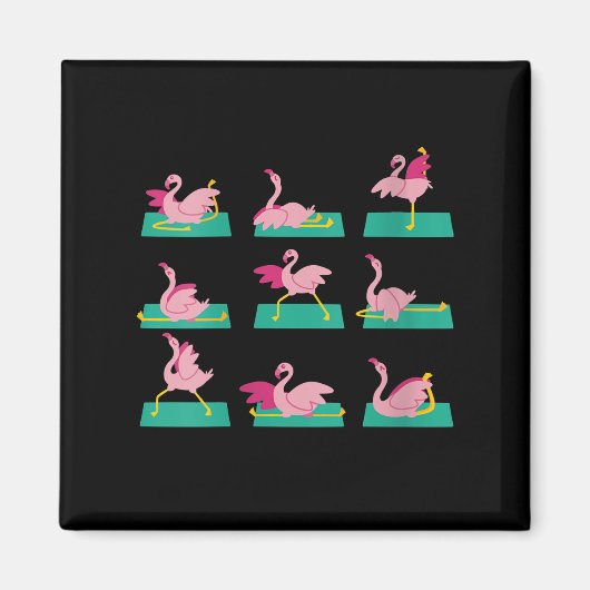 Flamingo Yoga Poses Meditation Workout Magneet (Voorkant)