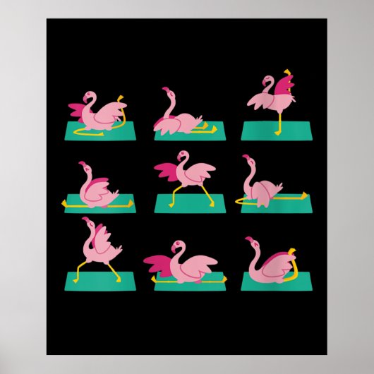 Flamingo Yoga Poses Meditation Workout Poster (Voorkant)