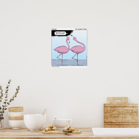 flamingo yoga poster (Keuken)