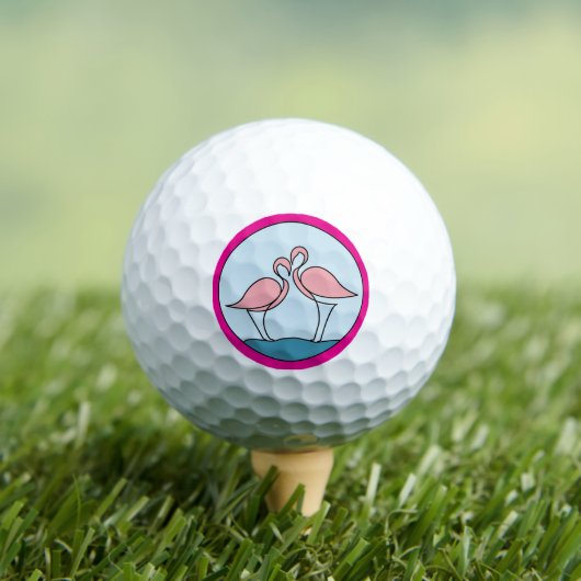 Flamingo Your Business Round Logo Art Bright Pink Golfballen (Insitu Shirt)