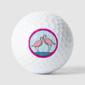 Flamingo Your Business Round Logo Art Bright Pink Golfballen (Voorkant)