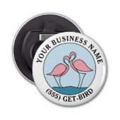 Flamingo Your Business Round Logo Art Fotoofferte Button Flesopener (Voorkant)