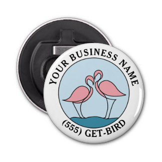 Flamingo Your Business Round Logo Art Fotoofferte Button Flesopener