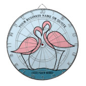 Flamingo Your Business Round Logo Art Fotoofferte Dartbord (Voorkant)