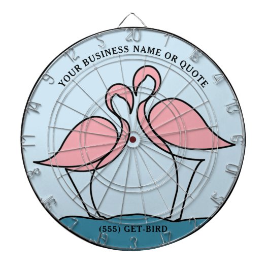 Flamingo Your Business Round Logo Art Fotoofferte Dartbord (Voorkant)