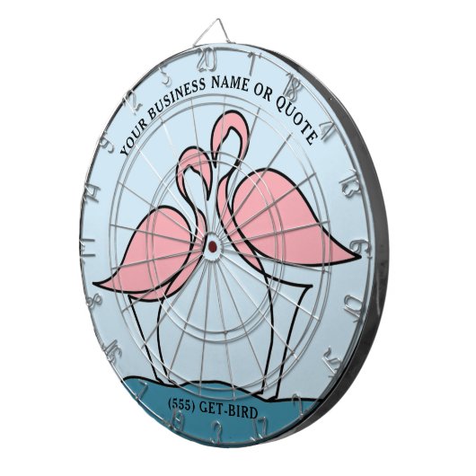 Flamingo Your Business Round Logo Art Fotoofferte Dartbord (Voorkant Rechts)