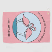 Flamingo Your Business Round Logo Art Fotoofferte Golfhanddoek (Horizontaal)