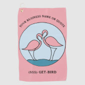 Flamingo Your Business Round Logo Art Fotoofferte Golfhanddoek (Voorkant)