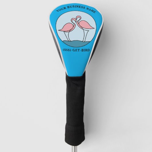 Flamingo Your Business Round Logo Art Fotoofferte Golfheadcover (Voorkant)