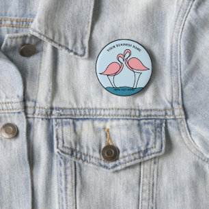 Flamingo Your Business Round Logo Art Fotoofferte Ronde Button 5,7 Cm