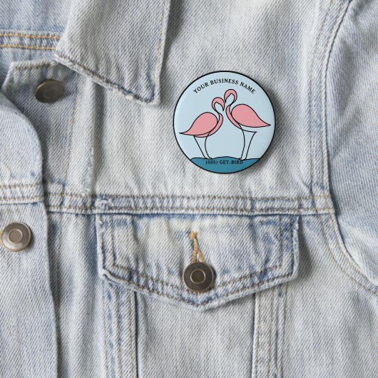 Flamingo Your Business Round Logo Art Fotoofferte Ronde Button 5,7 Cm (In situ)