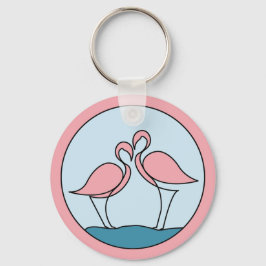 Flamingo Your Business Round Logo Art Fotoofferte Sleutelhanger