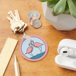Flamingo Your Business Round Logo Art Fotoofferte Sleutelhanger