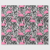 Flamingo Zebra Print Zomer Cadeaupapier (Vlak)