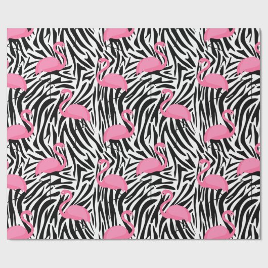 Flamingo Zebra Print Zomer Cadeaupapier (Vlak)