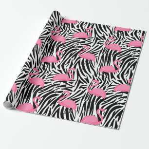 Flamingo Zebra Print Zomer Cadeaupapier