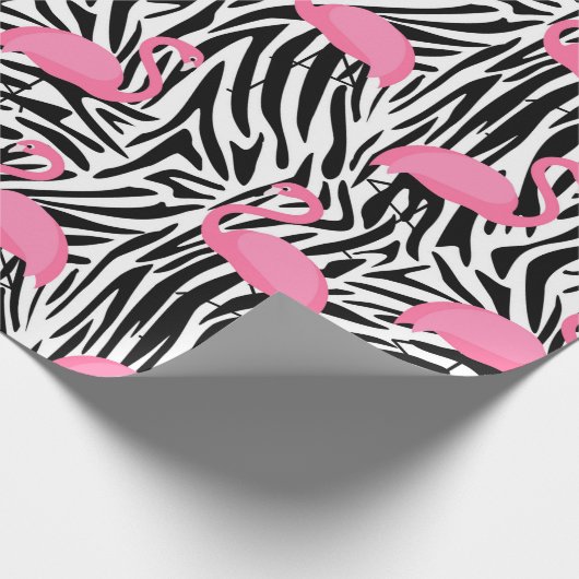 Flamingo Zebra Print Zomer Cadeaupapier (Hoek)