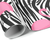 Flamingo Zebra Print Zomer Cadeaupapier (Rol Hoek)