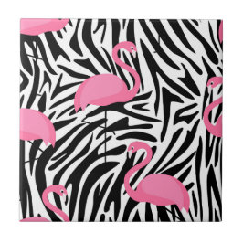 Flamingo Zebra Print Zomer Tegeltje