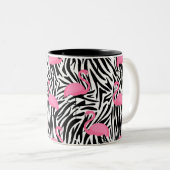 Flamingo Zebra Print Zomer Tweekleurige Koffiemok (Voorkant rechts)