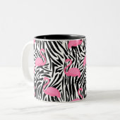 Flamingo Zebra Print Zomer Tweekleurige Koffiemok (Voorkant links)