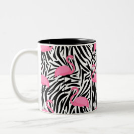Flamingo Zebra Print Zomer Tweekleurige Koffiemok
