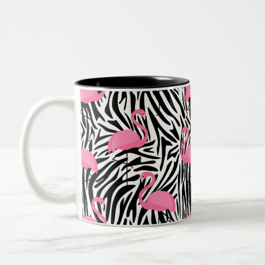 Flamingo Zebra Print Zomer Tweekleurige Koffiemok (Links)