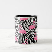 Flamingo Zebra Print Zomer Tweekleurige Koffiemok (Center)