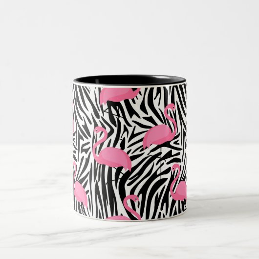 Flamingo Zebra Print Zomer Tweekleurige Koffiemok (Center)