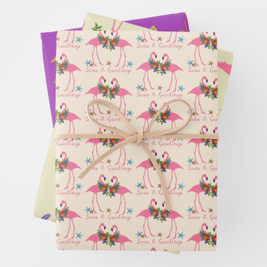 Flamingo-Zeeen en kerstmis Inpakpapier Vel (In situ)