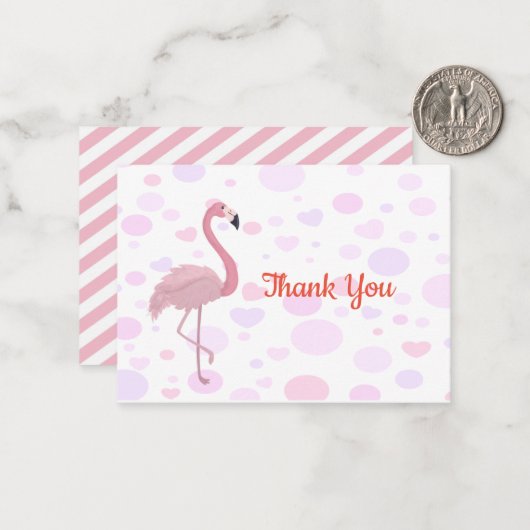 Flamingo Zigzag Dank u Kaarten Notitiekaartje (Voorkant / Achterkant in situ)