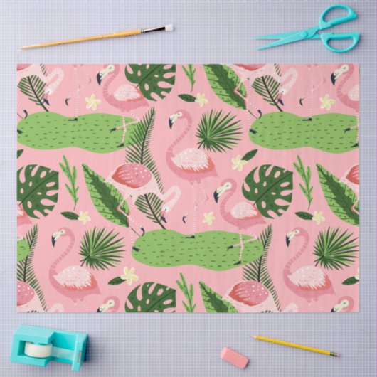 Flamingo Zomer Collectie Eén Design 5 Tissuepapier (Craft)