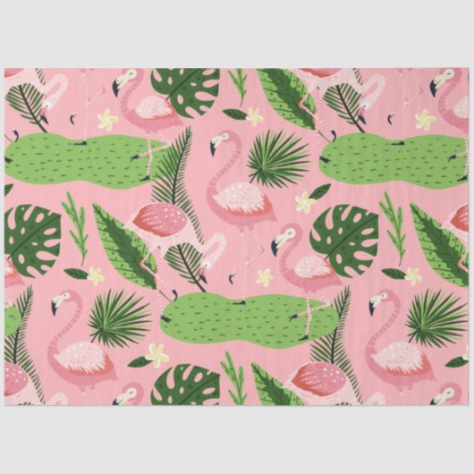 Flamingo Zomer Collectie Eén Design 5 Tissuepapier (Voorkant)