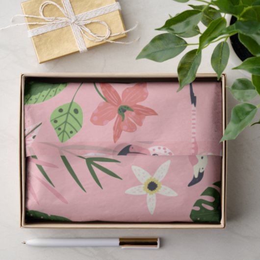 Flamingo Zomer Collectie Eén Design 6 Tissuepapier (Geschenk)