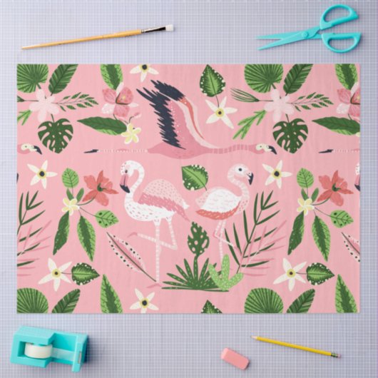Flamingo Zomer Collectie Eén Design 6 Tissuepapier (Craft)