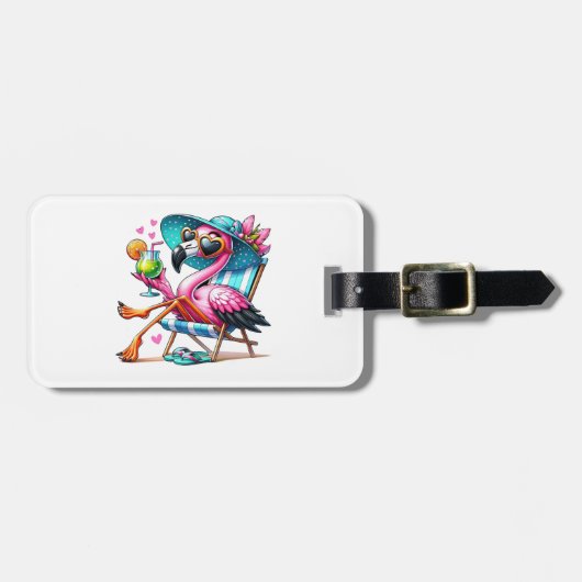 Flamingo zomer cool bagagelabel (Voorkant horizontaal)