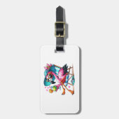 Flamingo zomer cool bagagelabel (Voorkant verticaal)