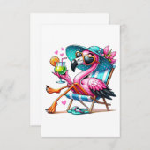 Flamingo zomer cool bedankkaart (Voorkant / Achterkant)