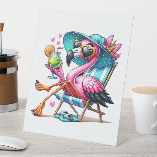Flamingo zomer cool reclamebord met voetstuk (Insitu)