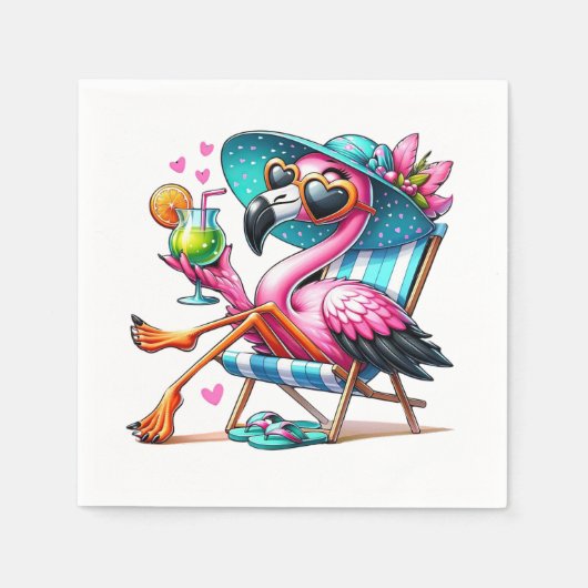 Flamingo zomer cool servet (Voorkant)